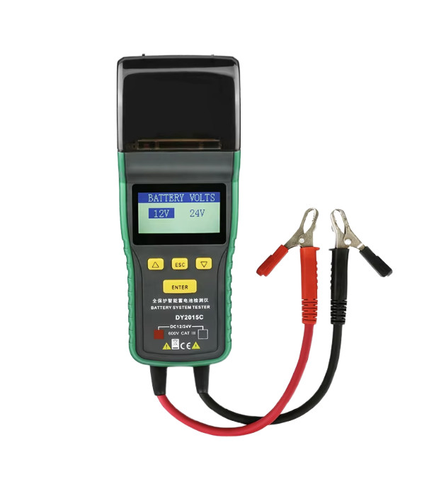 DUOYI DY2015B DY2015C Car Battery Tester with Printer 12V/24V LED Screen Battery & Cranking & Charging & Max Load Test Portable
