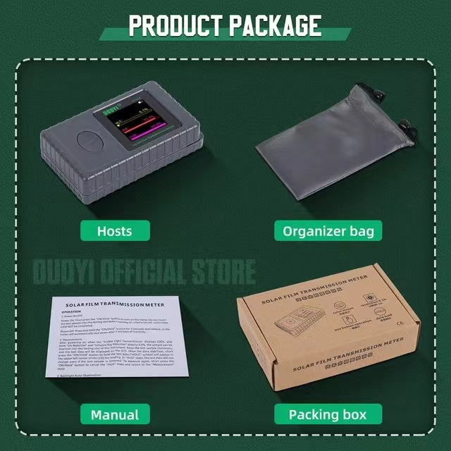 DUOYI DY32A Solar Film Transmission Meter Portable Window Tint Meter Visible Light Transmittance UV IR Rejection Tester