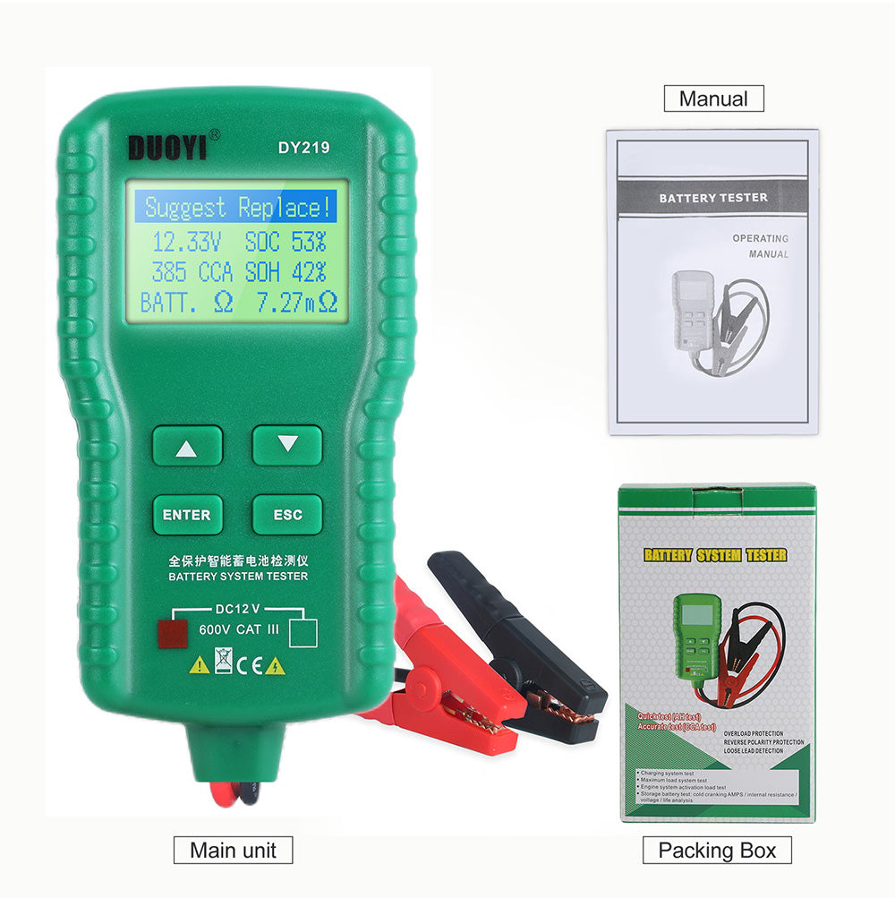 DUOYI dy219 12V Car Battery Tester, 100-1700 CCA Load Tester